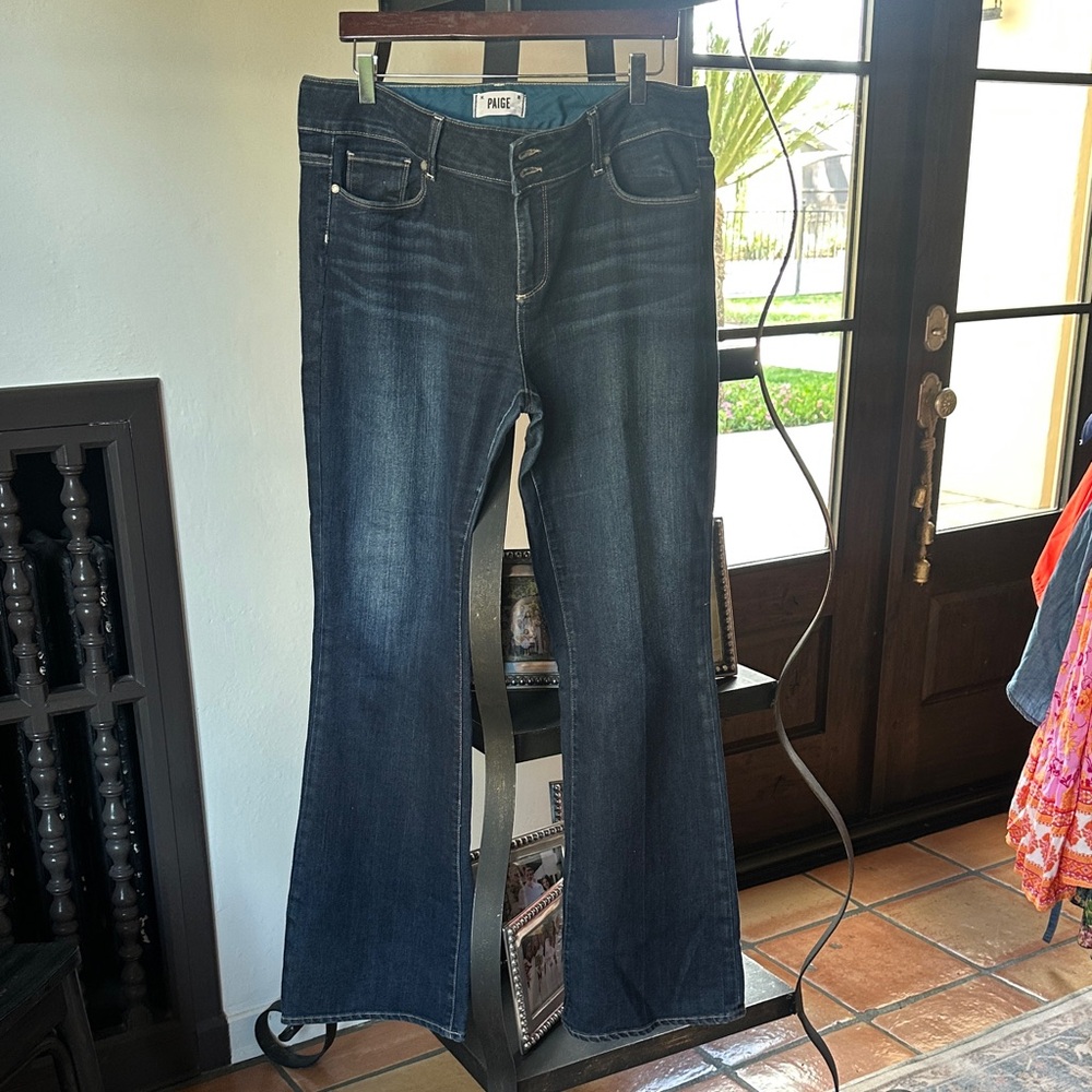 PAIGE Dark Indigo Hidden Hills Flare Jeans